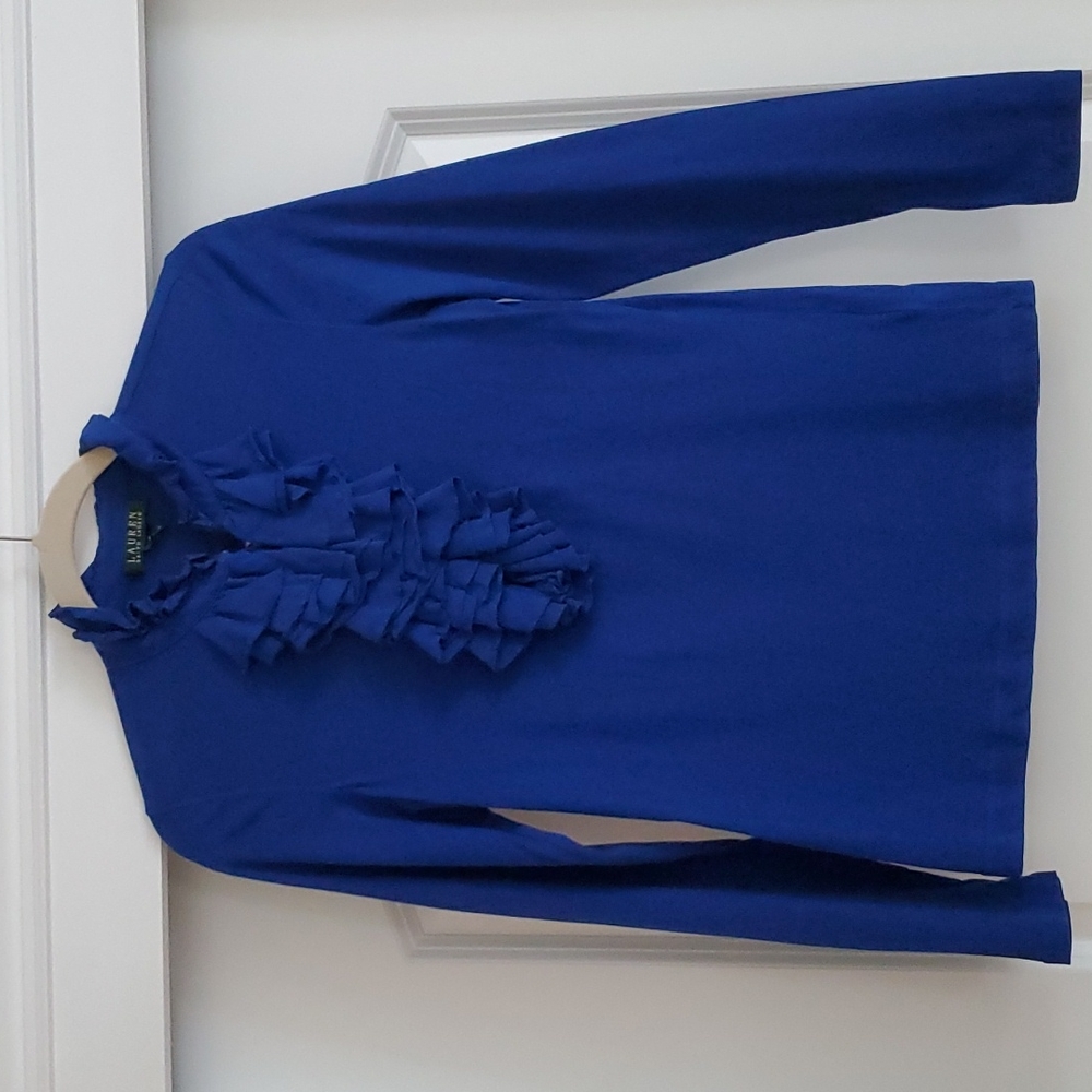 Lauren Ralph Lauren Blue Frill Womans Top